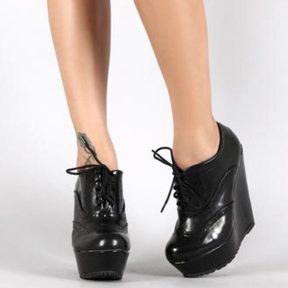 BELLADONNA | PINUP OXFORD WEDGE PLATFORM BOOTIES - Picture 9 of 9